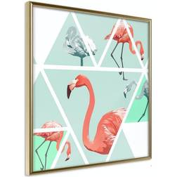 Arkiio Affisch Geometric Flamingos Square [Poster] 50x50 Poster